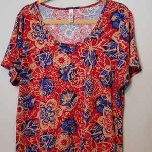 Red and Blue Floral LulaRoe Classic T